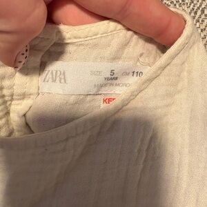 Zara Kids Off-White Linen Top